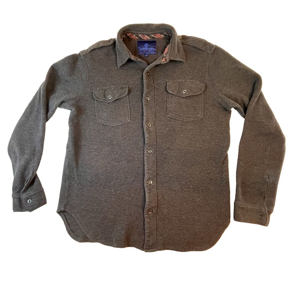 Martin + Osa Men's M Long Sleeve 100% Cotton Button Down Shirt Charcoal Gray